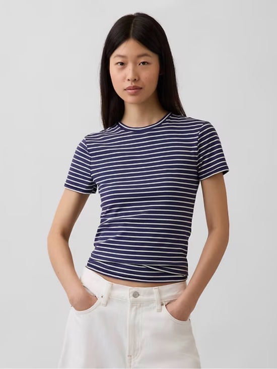 GAP Tops - GAP French Girl Striped Tee Navy White Cotton Shirt NWT